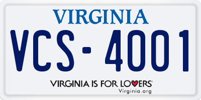 VA license plate VCS4001