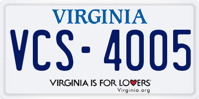VA license plate VCS4005