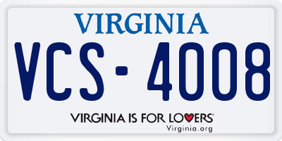 VA license plate VCS4008