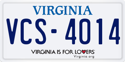 VA license plate VCS4014