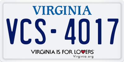 VA license plate VCS4017