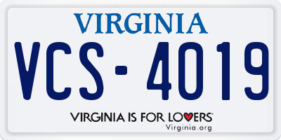 VA license plate VCS4019