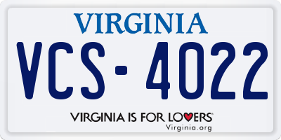 VA license plate VCS4022