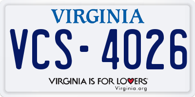 VA license plate VCS4026