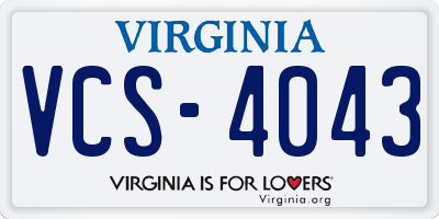 VA license plate VCS4043