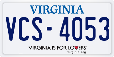 VA license plate VCS4053
