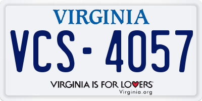 VA license plate VCS4057