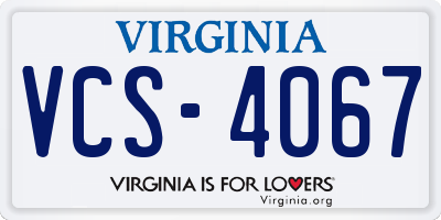 VA license plate VCS4067