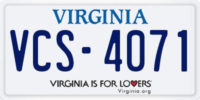 VA license plate VCS4071