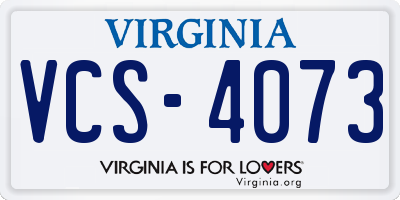 VA license plate VCS4073
