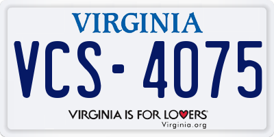 VA license plate VCS4075