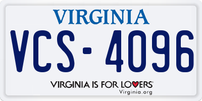VA license plate VCS4096