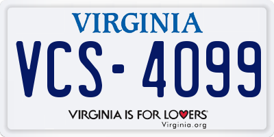 VA license plate VCS4099
