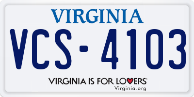 VA license plate VCS4103