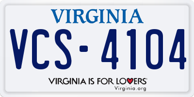 VA license plate VCS4104
