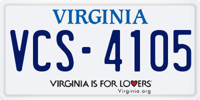 VA license plate VCS4105