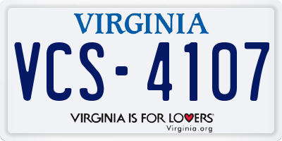 VA license plate VCS4107