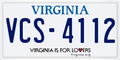 VA license plate VCS4112