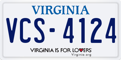 VA license plate VCS4124