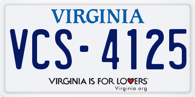 VA license plate VCS4125