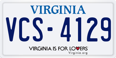 VA license plate VCS4129