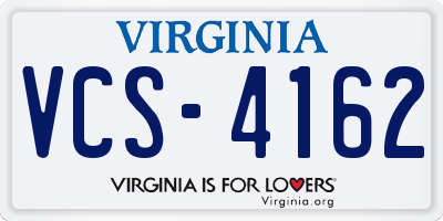 VA license plate VCS4162