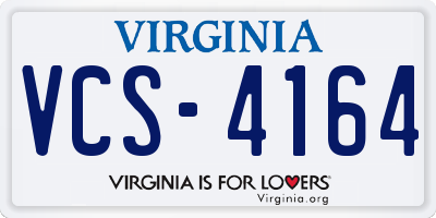 VA license plate VCS4164