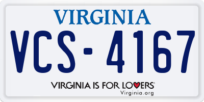 VA license plate VCS4167