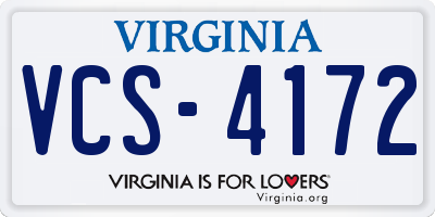 VA license plate VCS4172