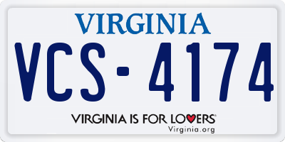 VA license plate VCS4174