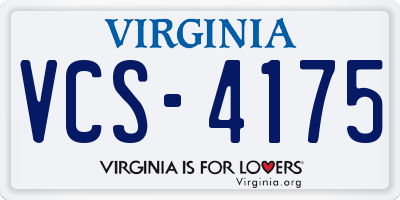 VA license plate VCS4175