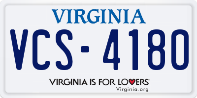 VA license plate VCS4180