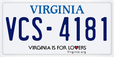 VA license plate VCS4181