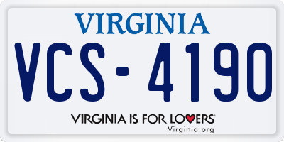 VA license plate VCS4190