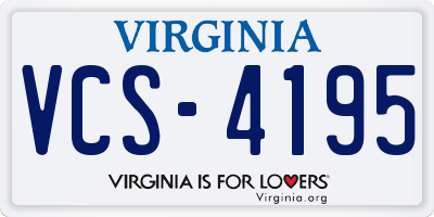 VA license plate VCS4195