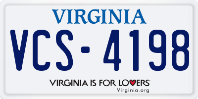 VA license plate VCS4198