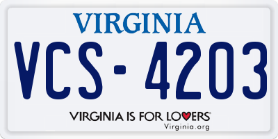 VA license plate VCS4203
