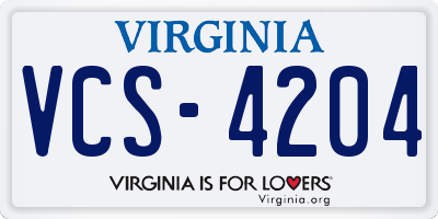 VA license plate VCS4204