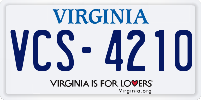 VA license plate VCS4210