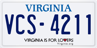 VA license plate VCS4211