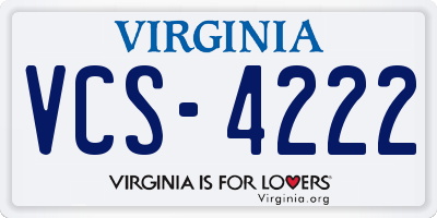 VA license plate VCS4222