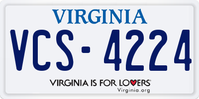 VA license plate VCS4224