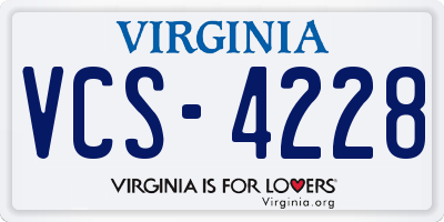 VA license plate VCS4228