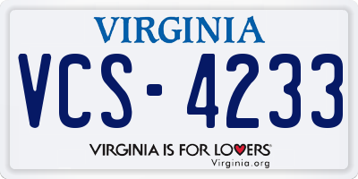 VA license plate VCS4233