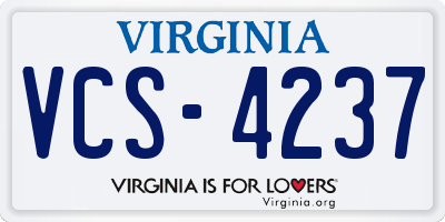 VA license plate VCS4237