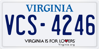 VA license plate VCS4246