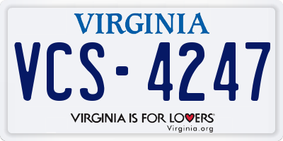VA license plate VCS4247