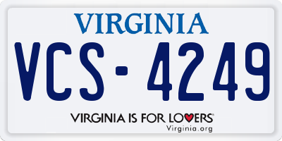 VA license plate VCS4249