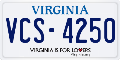 VA license plate VCS4250