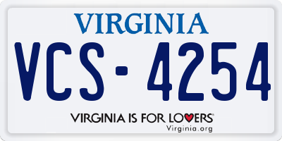 VA license plate VCS4254